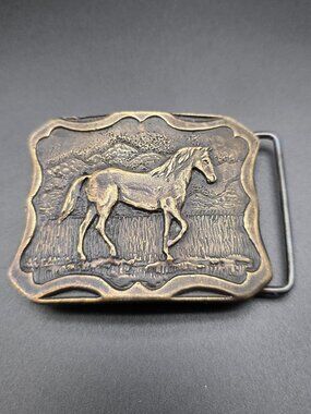 Vintage  Prancing Horse Belt Buckle Brass PPI Denver, Colorado 78